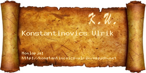 Konstantinovics Ulrik névjegykártya